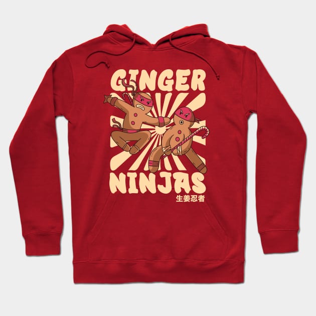 Funny Christmas Ginger Ninjas // Retro Cartoon Ginjas Hoodie by SLAG_Creative